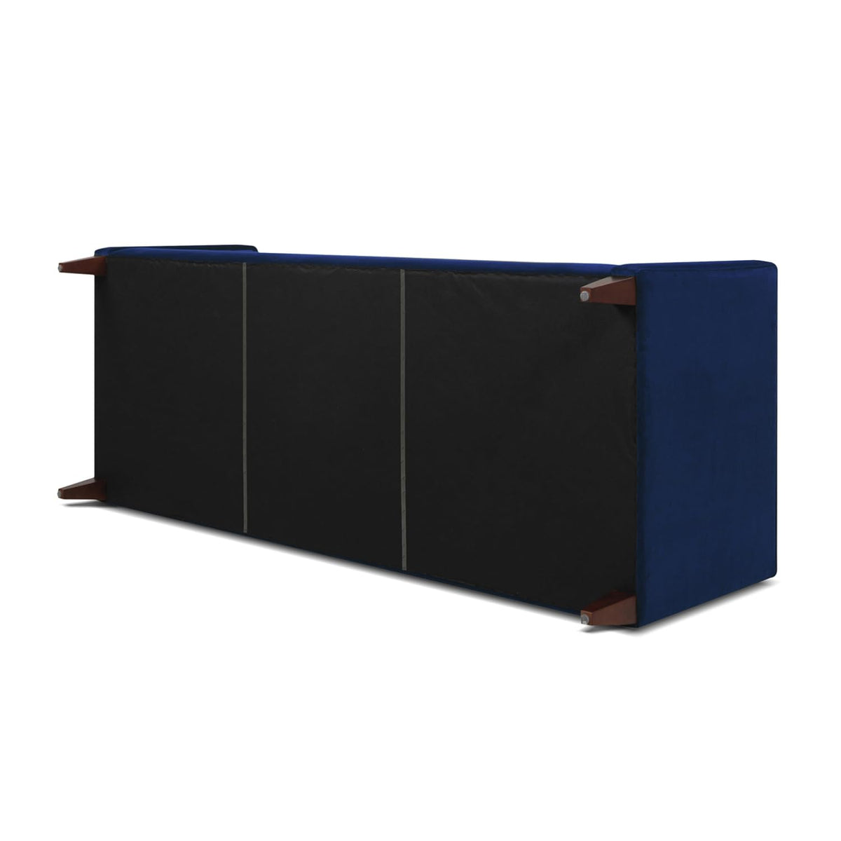 84" Tufted Navy Blue Velvet Sofa with Two Reversible Cushions W9324