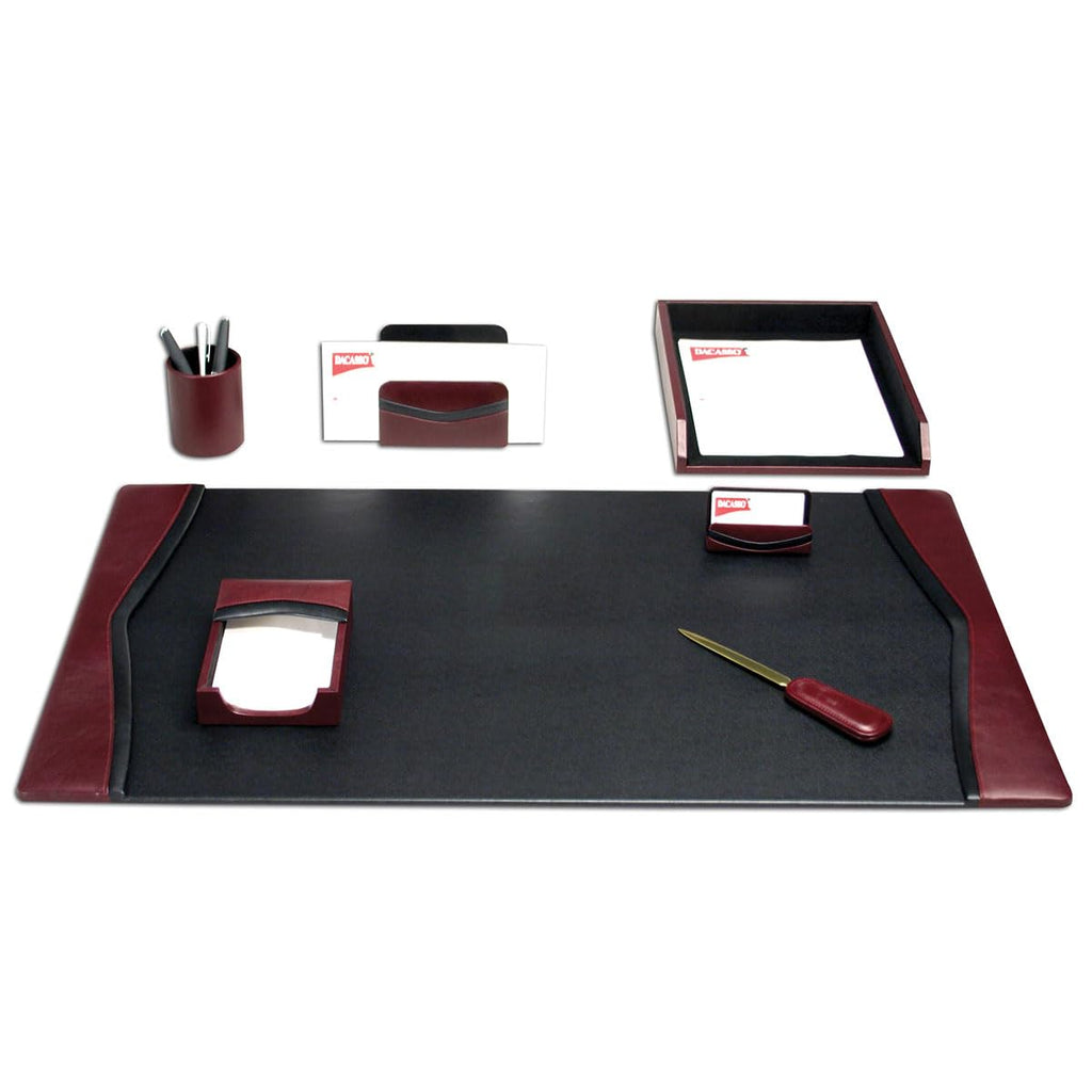 Burgundy Leather 7-Piece Desk Set S3507