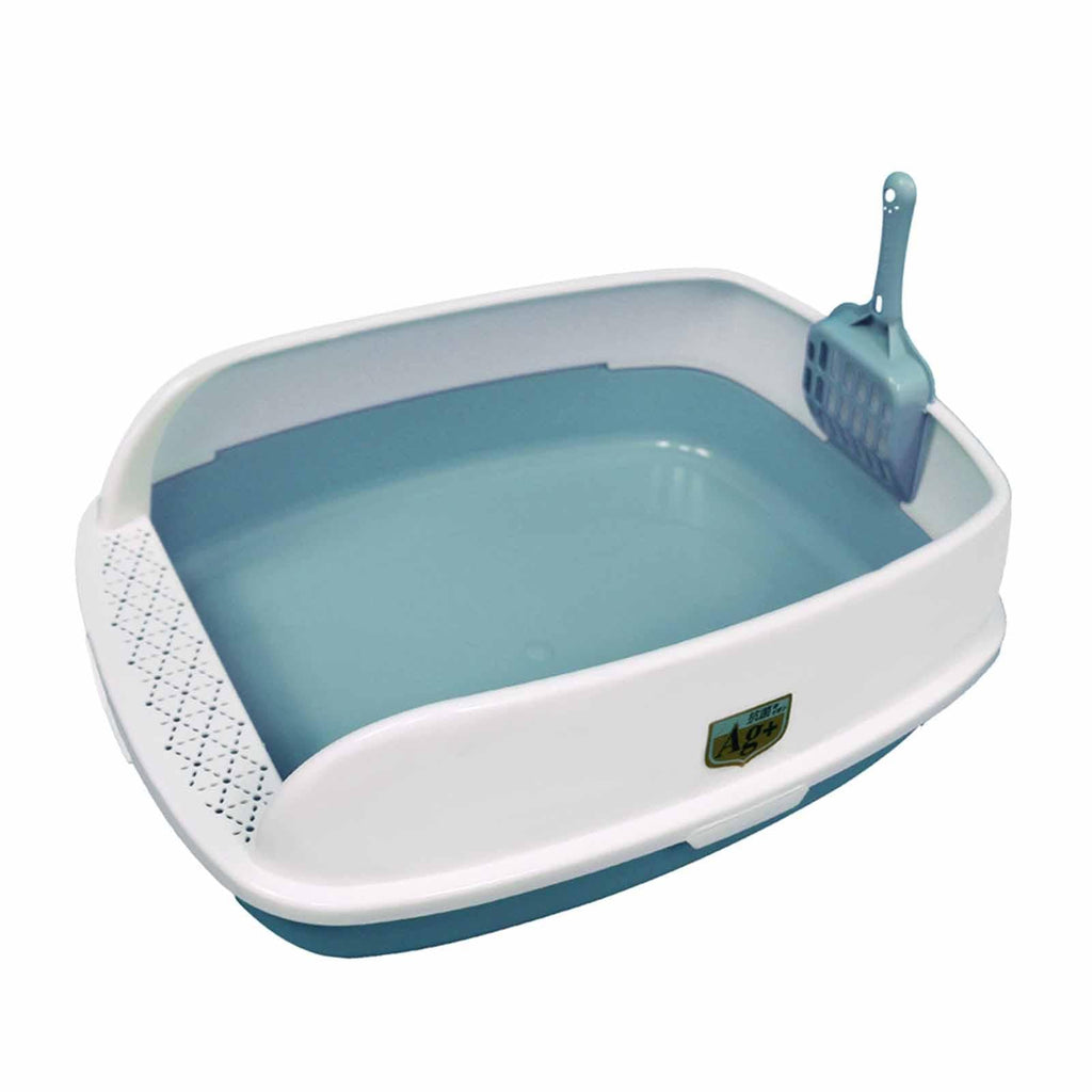 Blue High Sided Cat Litter Box with Scoop Z72272
