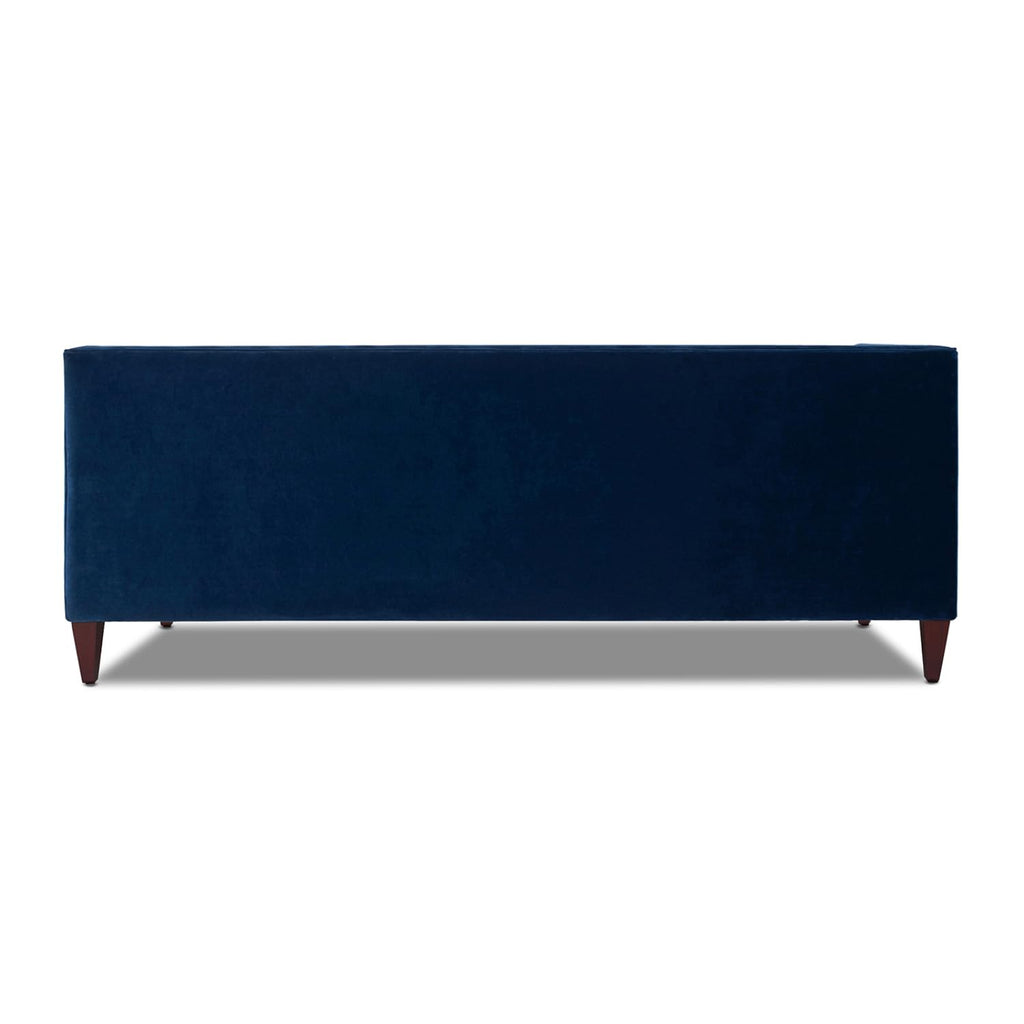 84" Tufted Navy Blue Velvet Sofa with Two Reversible Cushions W9324