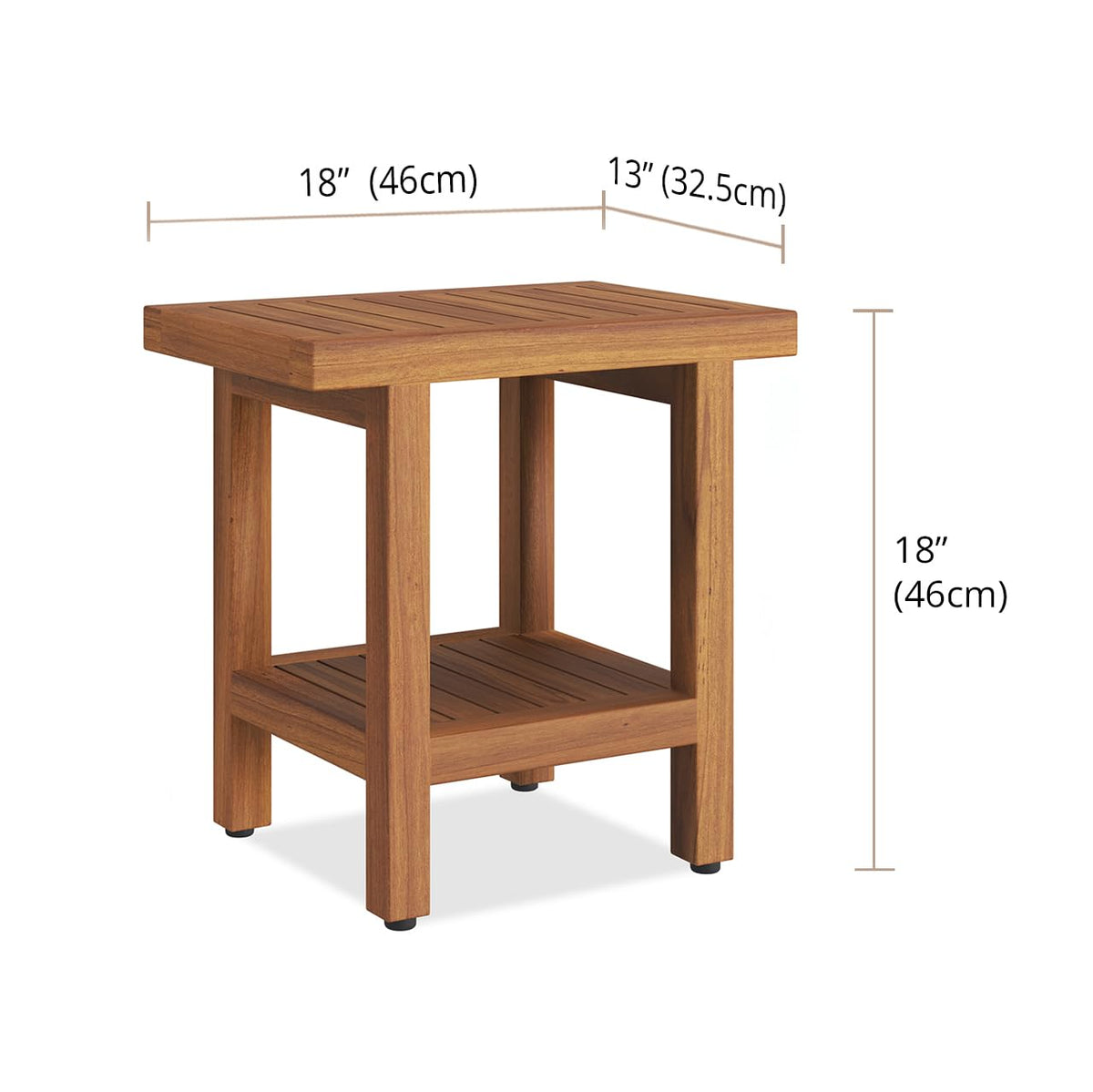 18" Teak Shower Bench with Shelf T83074