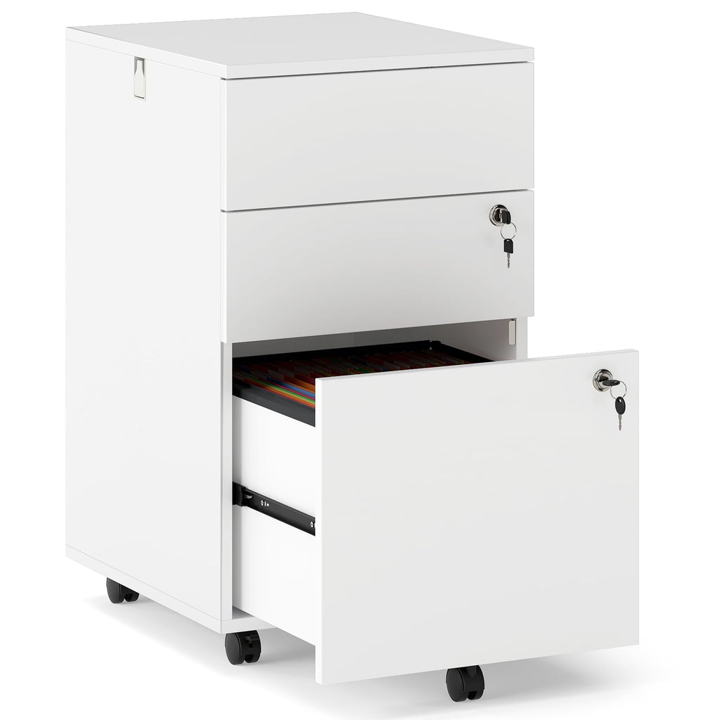 White 3 Drawer File Cabinet with Lock O83307