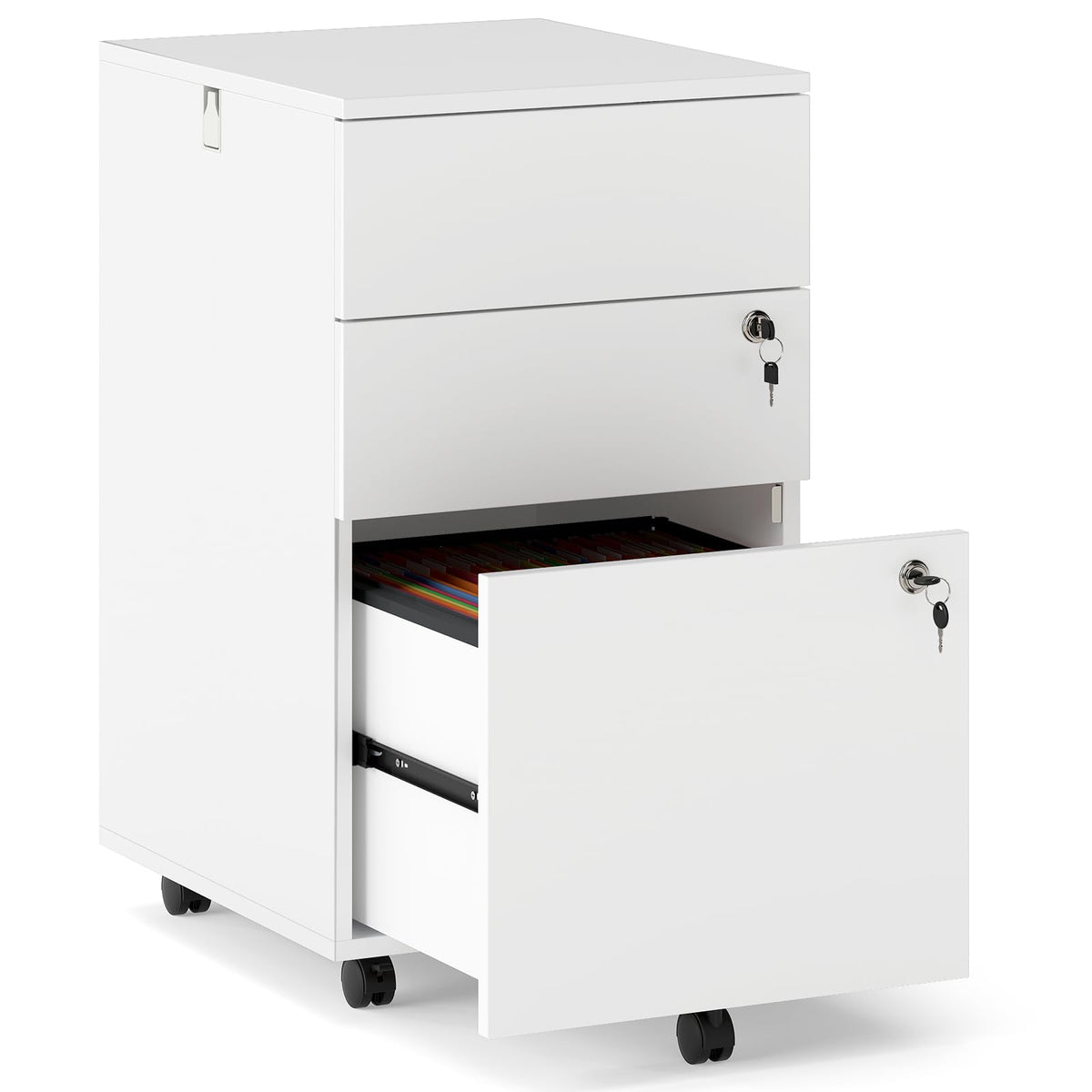White 3 Drawer File Cabinet with Lock O83307