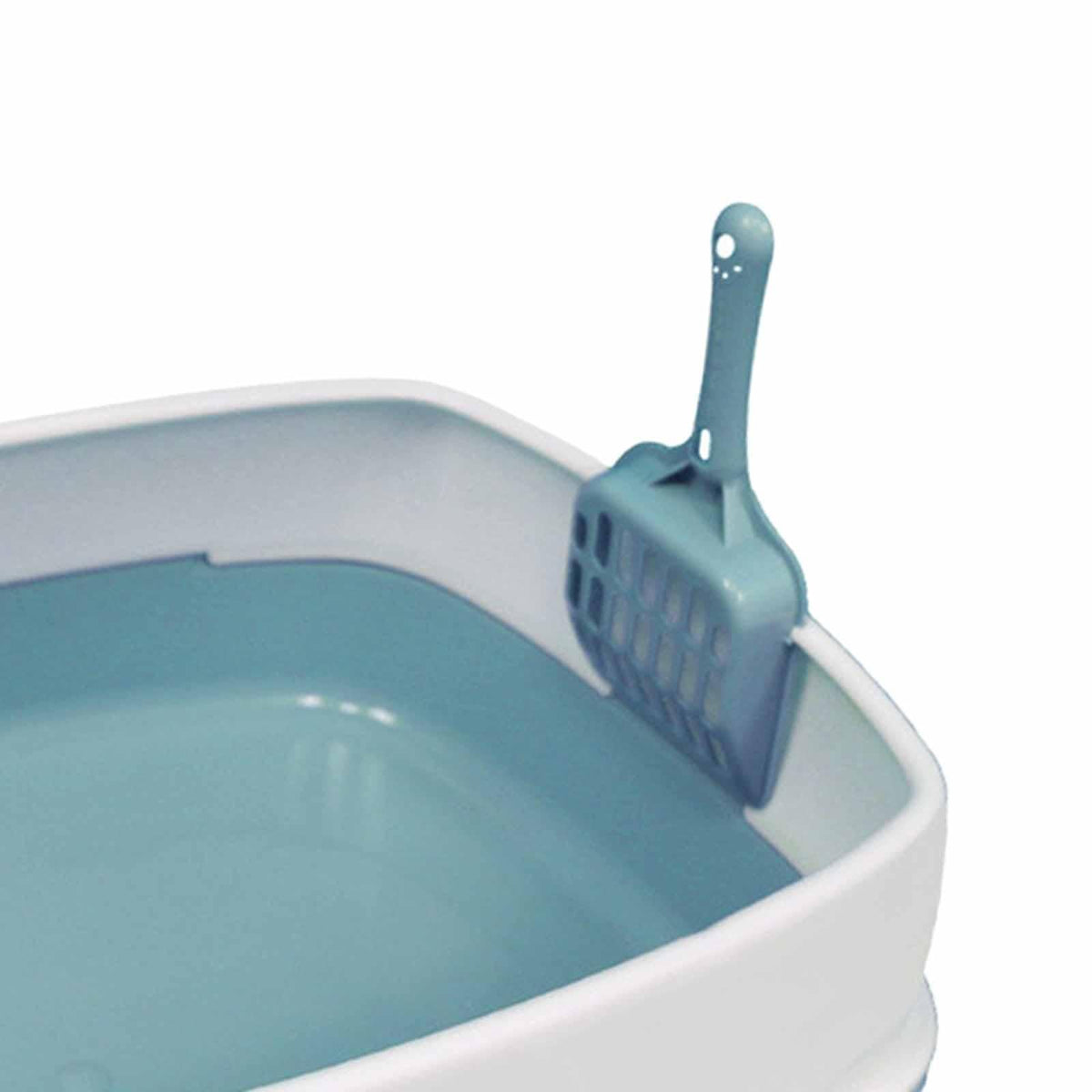 Blue High Sided Cat Litter Box with Scoop Z72272