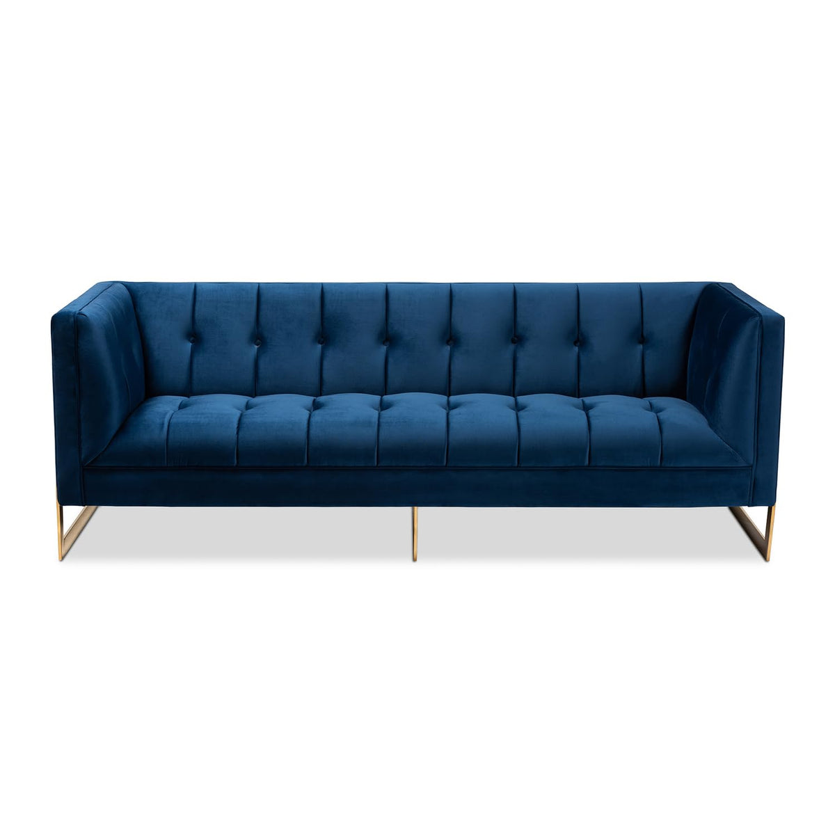 Navy Blue Velvet Button Tufted Gold Sofa B6751