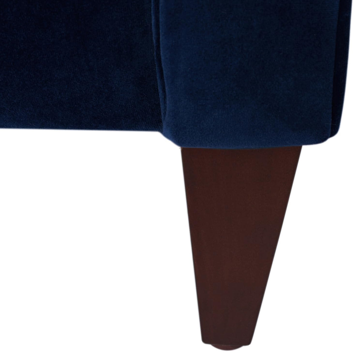 84" Tufted Navy Blue Velvet Sofa with Two Reversible Cushions W9324