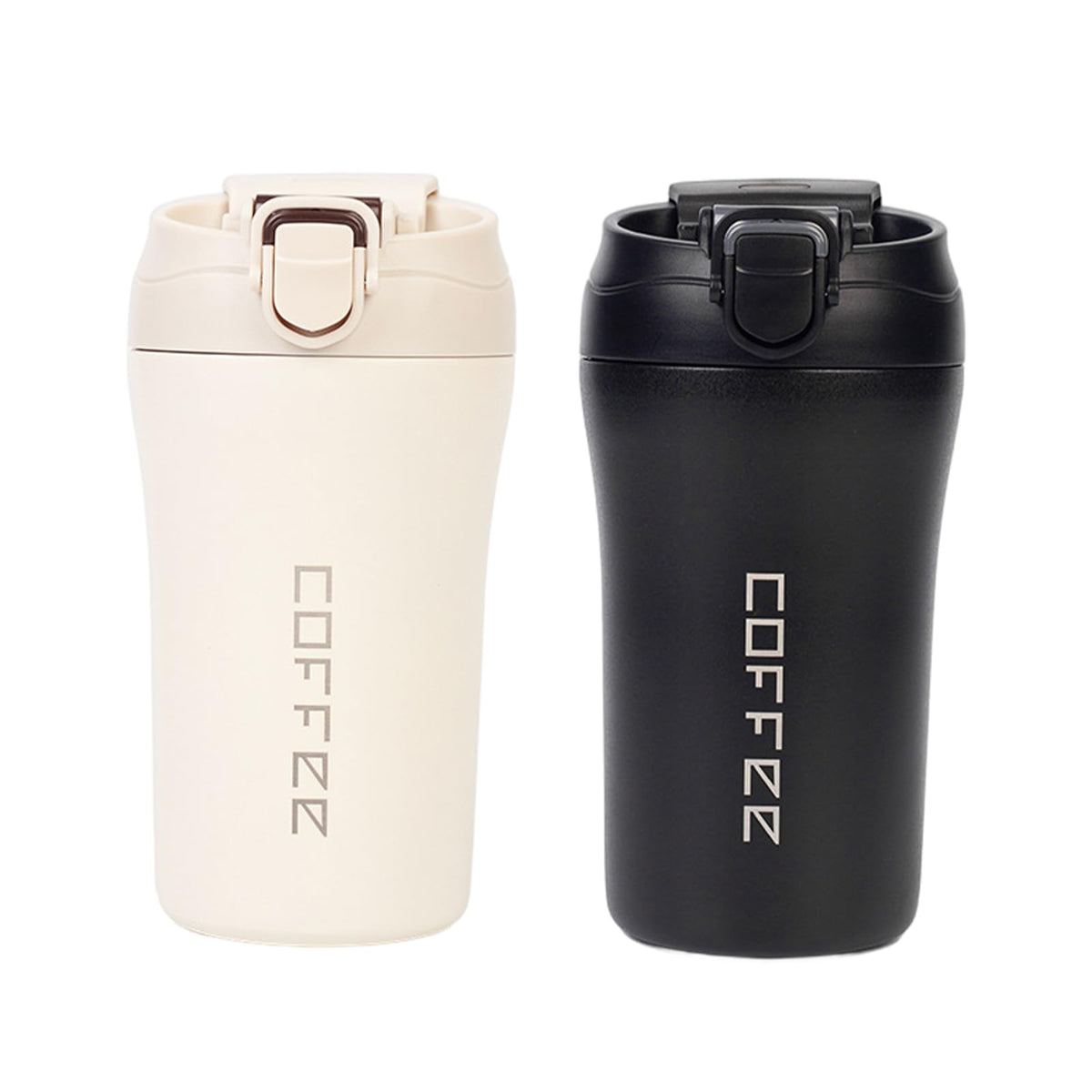 2-Pack 13.5oz Insulated Travel Coffee Mug Tumbler, Black and White Set O512