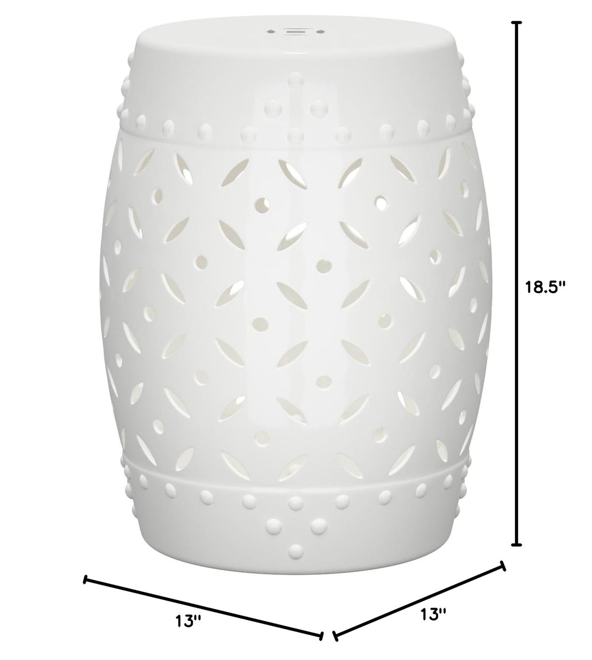 White Ceramic Garden Stool T393595