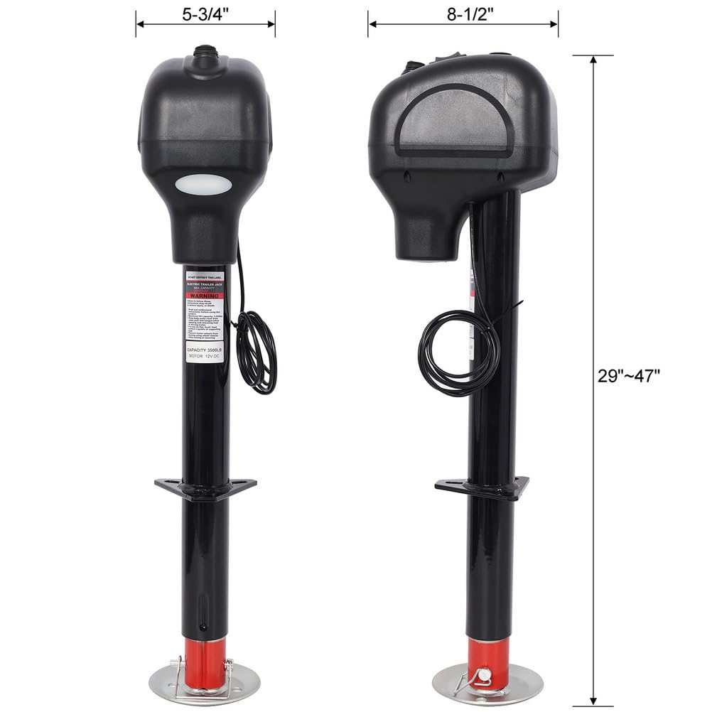 3500 lbs 12V Electric Trailer Jack with 18" Drop Leg C6455