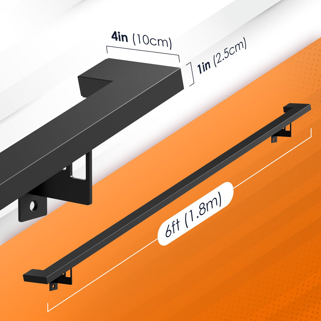 Black 6FT Aluminum Handrail T615296