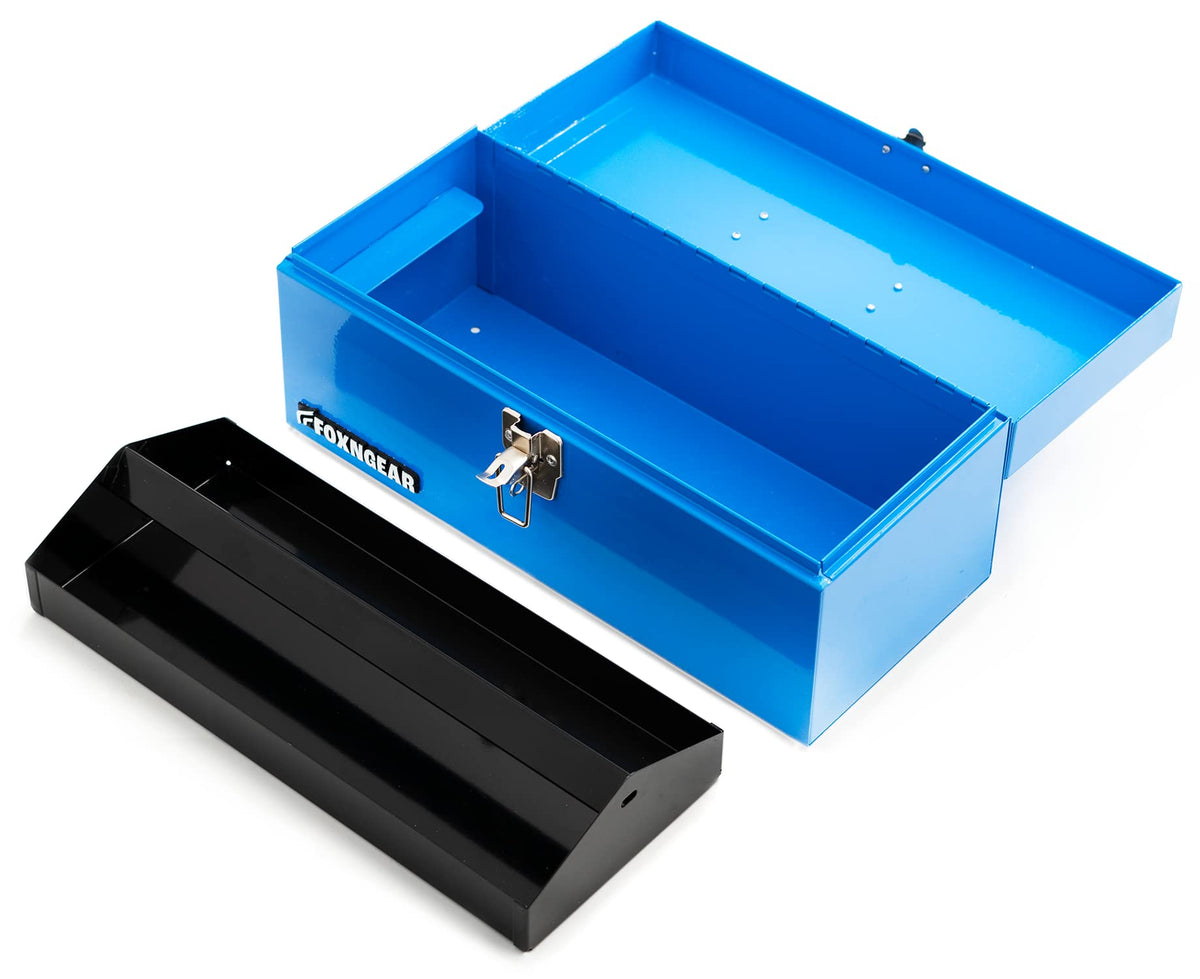 16" Steel Heavy-duty Tool Box with Metal Latch and Handle Blue F997518