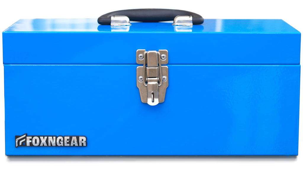 16" Steel Heavy-duty Tool Box with Metal Latch and Handle Blue F997518