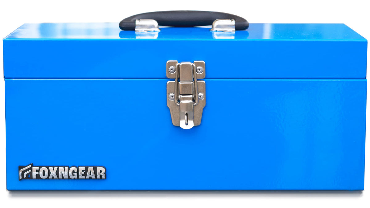 16" Steel Heavy-duty Tool Box with Metal Latch and Handle Blue F997518