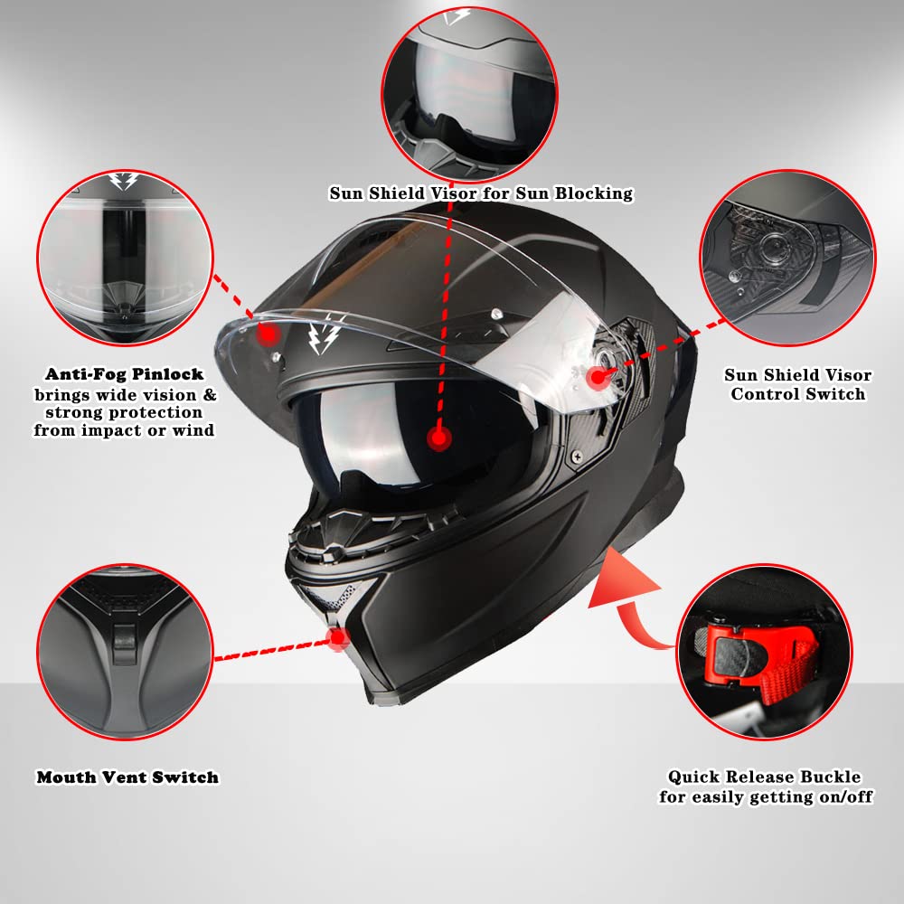 Motorcycle Full Face Helmet with Dual Visor R214120