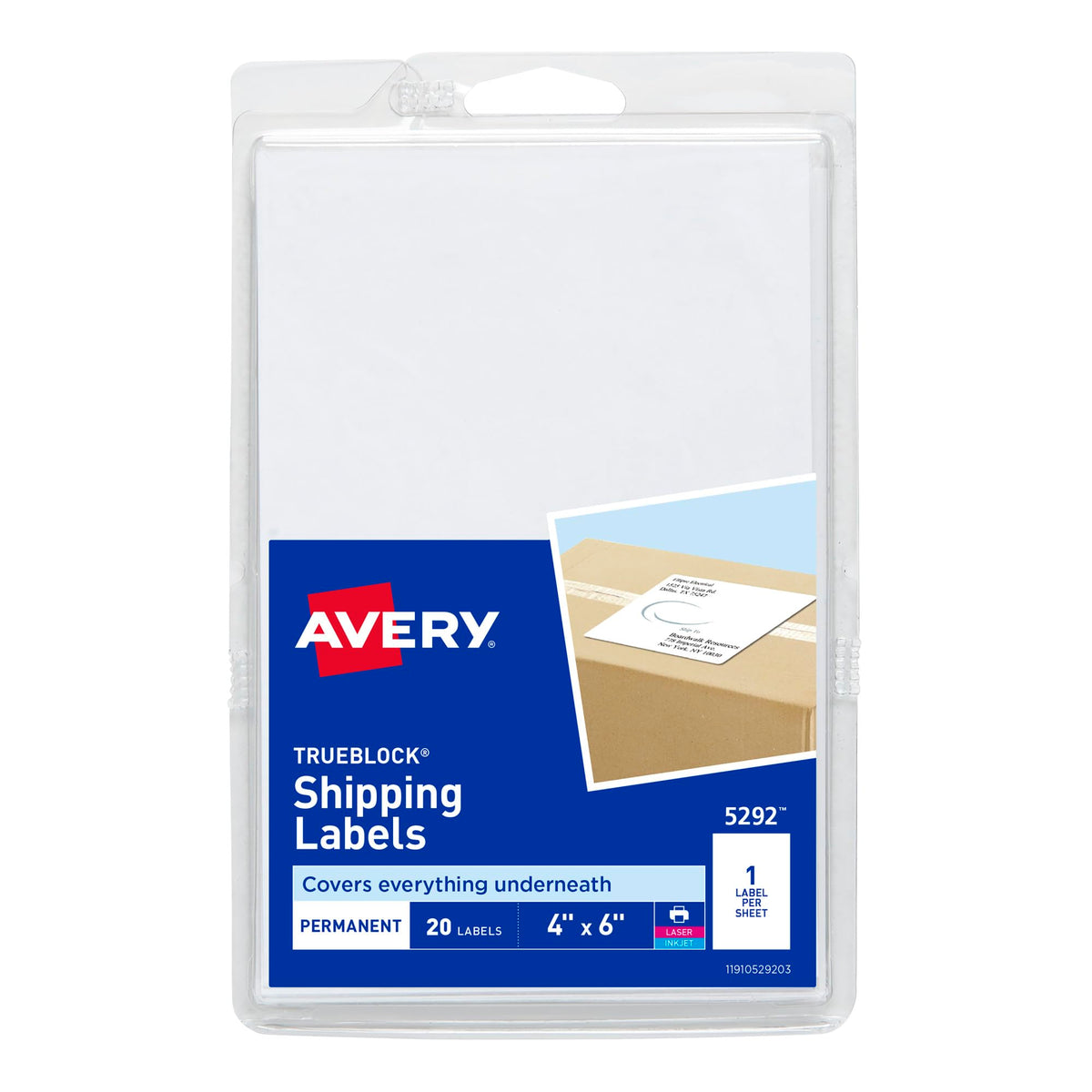 Printable Shipping Labels, 4" x 6", White, 20 Blank Address Labels Y246874