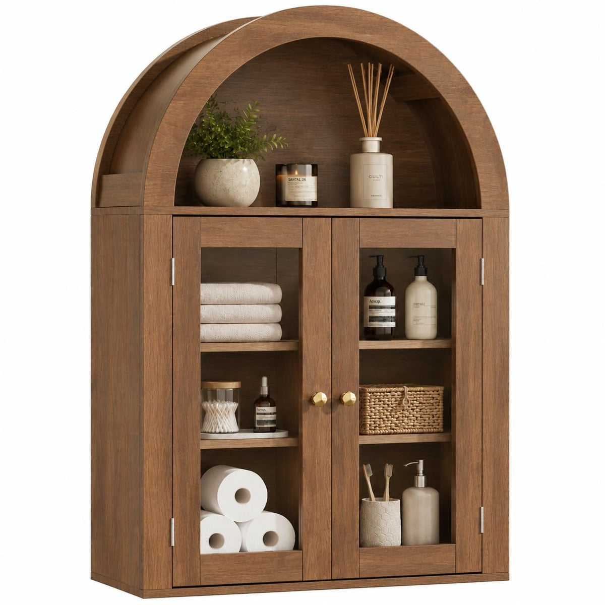 Wall Mount Medicine Cabinet with Glass Doors and Adjustable Shelves R58070