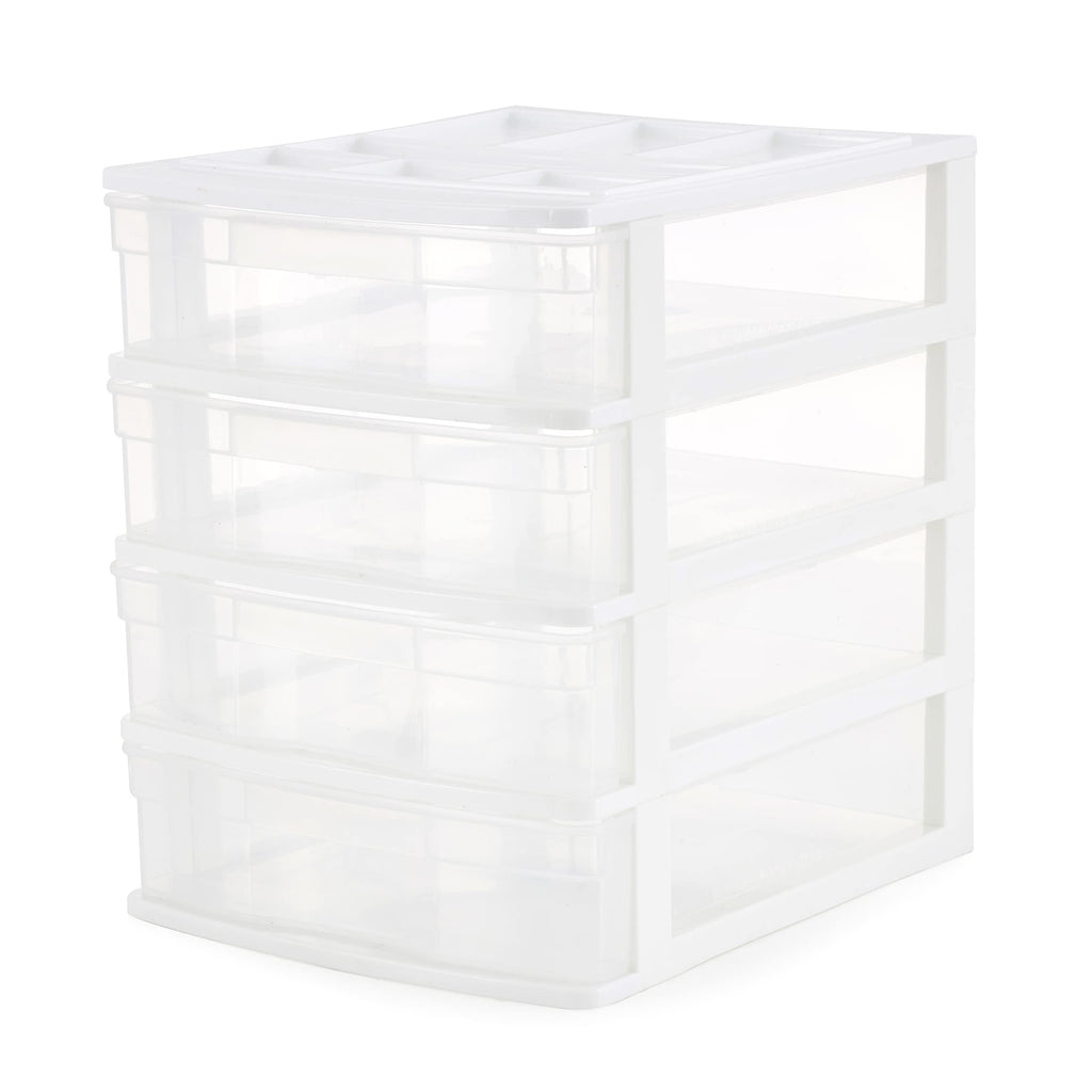 4-Tier White Plastic Drawer Organizer C910