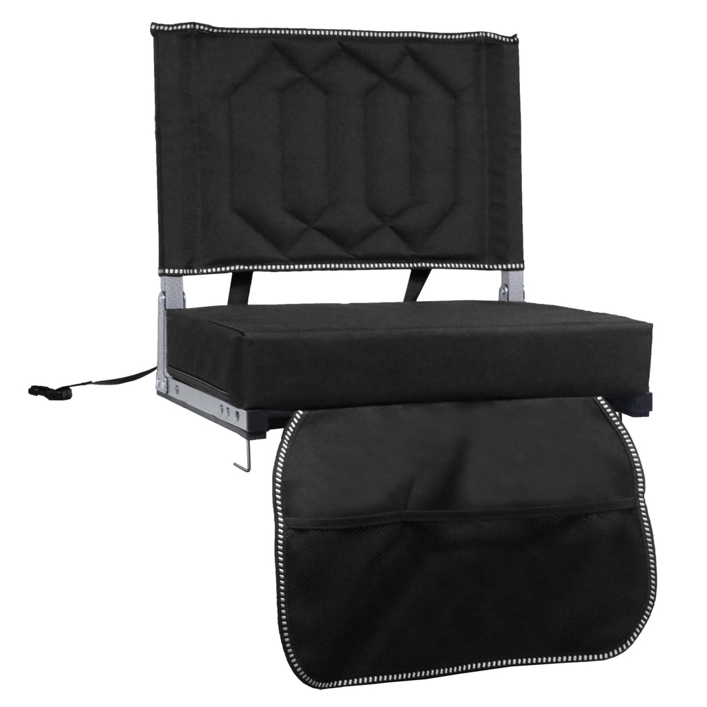 Padded Bleacher Chair Cushion with Backrest, 1 Pack, Black J437