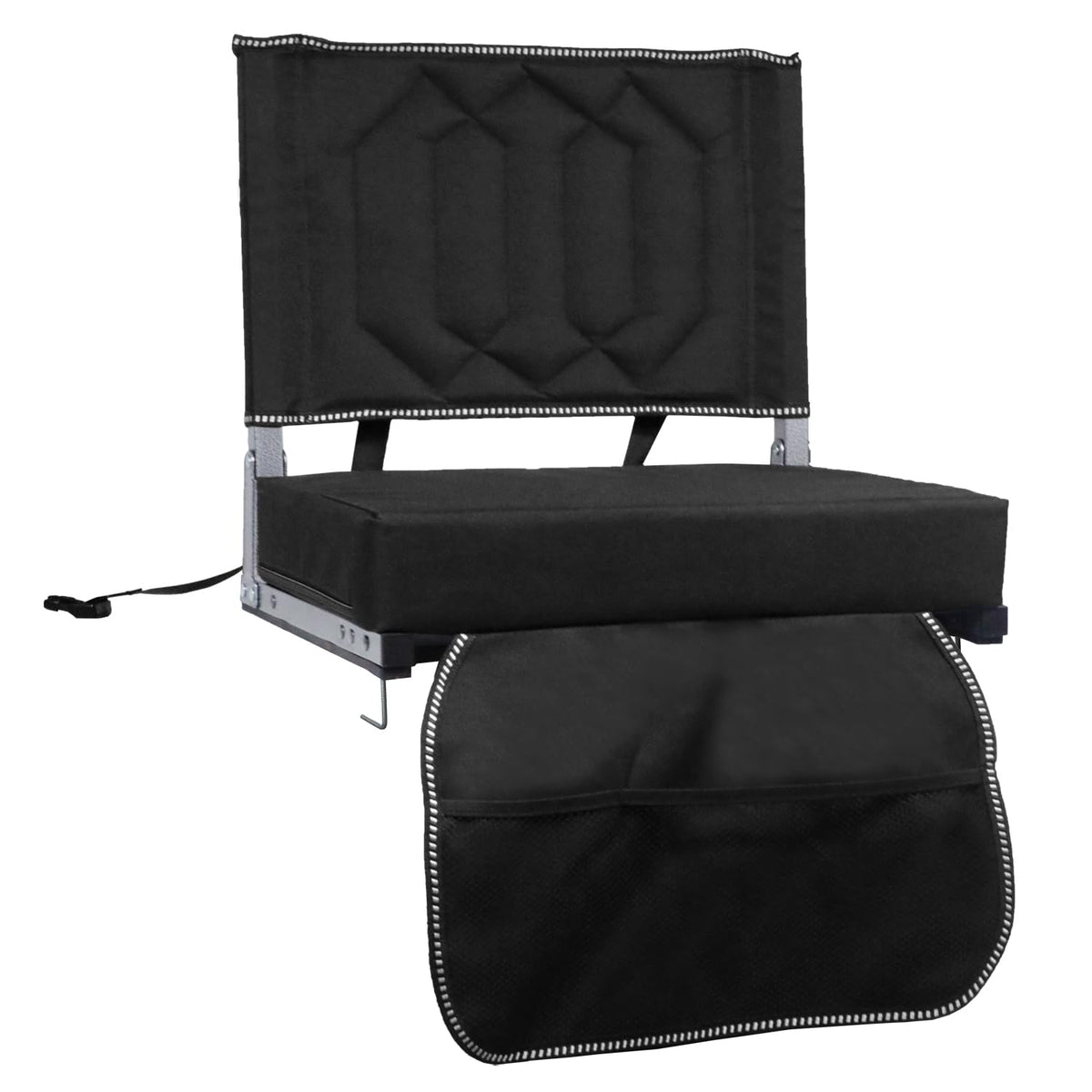 Padded Bleacher Chair Cushion with Backrest, 1 Pack, Black J437