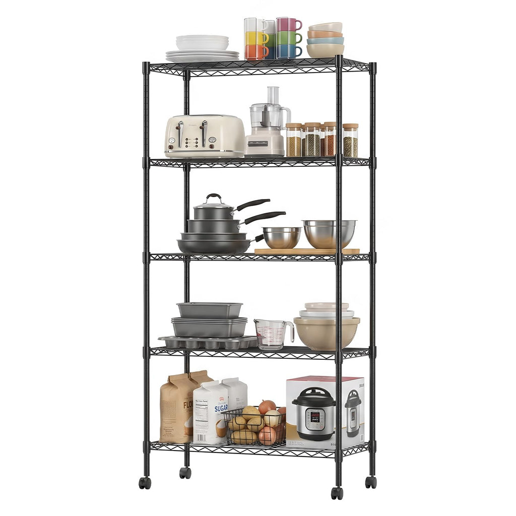5-Tier Wire Shelf with Wheels P50010