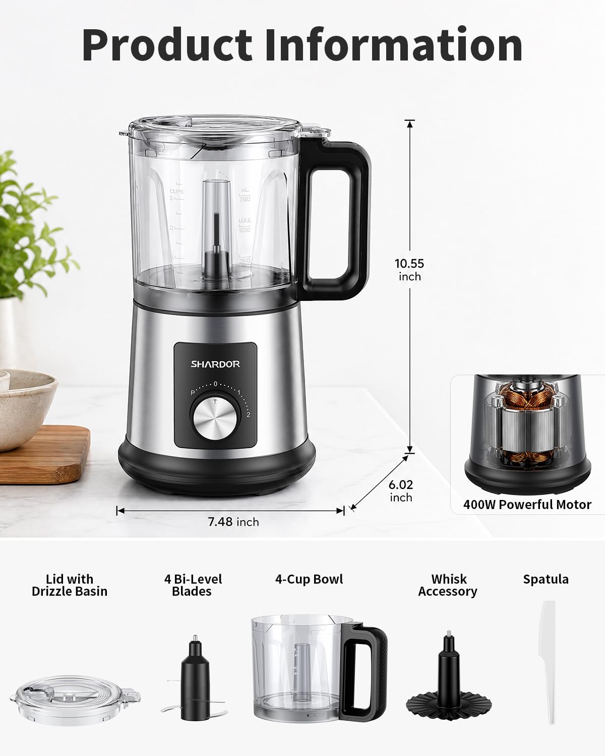 Electric Food Processor 4 Cup Food Chopper S432891