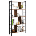 5-Tier Wood Bookshelf with Metal Frame N224056