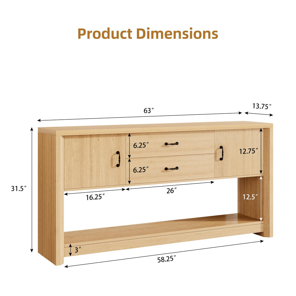 Oak Console Table with Storage Drawers Z4659