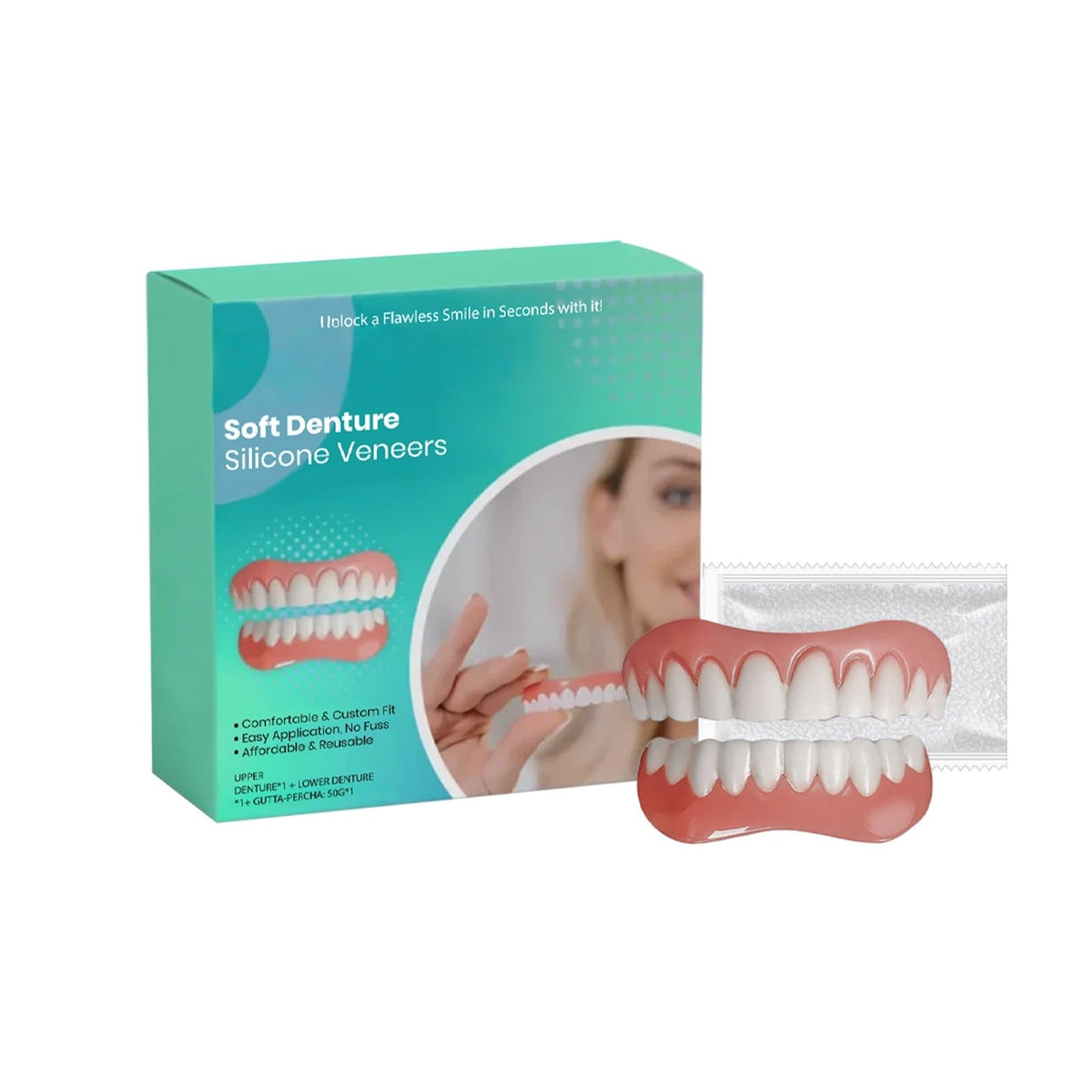 Soft Denture Silicone Veneers, Upper and Lower Denture Set Q788003