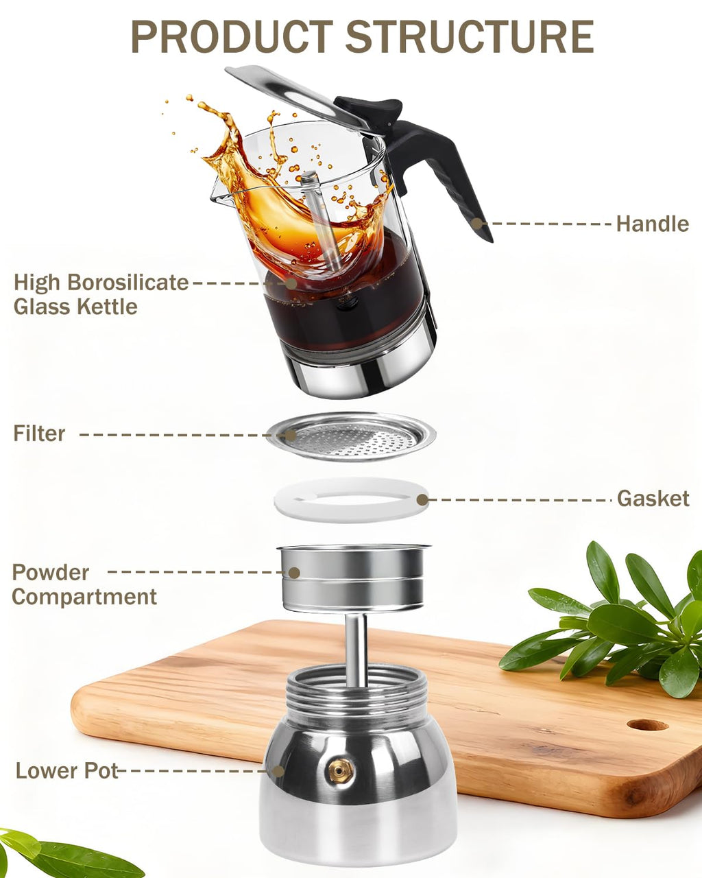 9 Cup 15 oz Stovetop Espresso Moka Pot S297