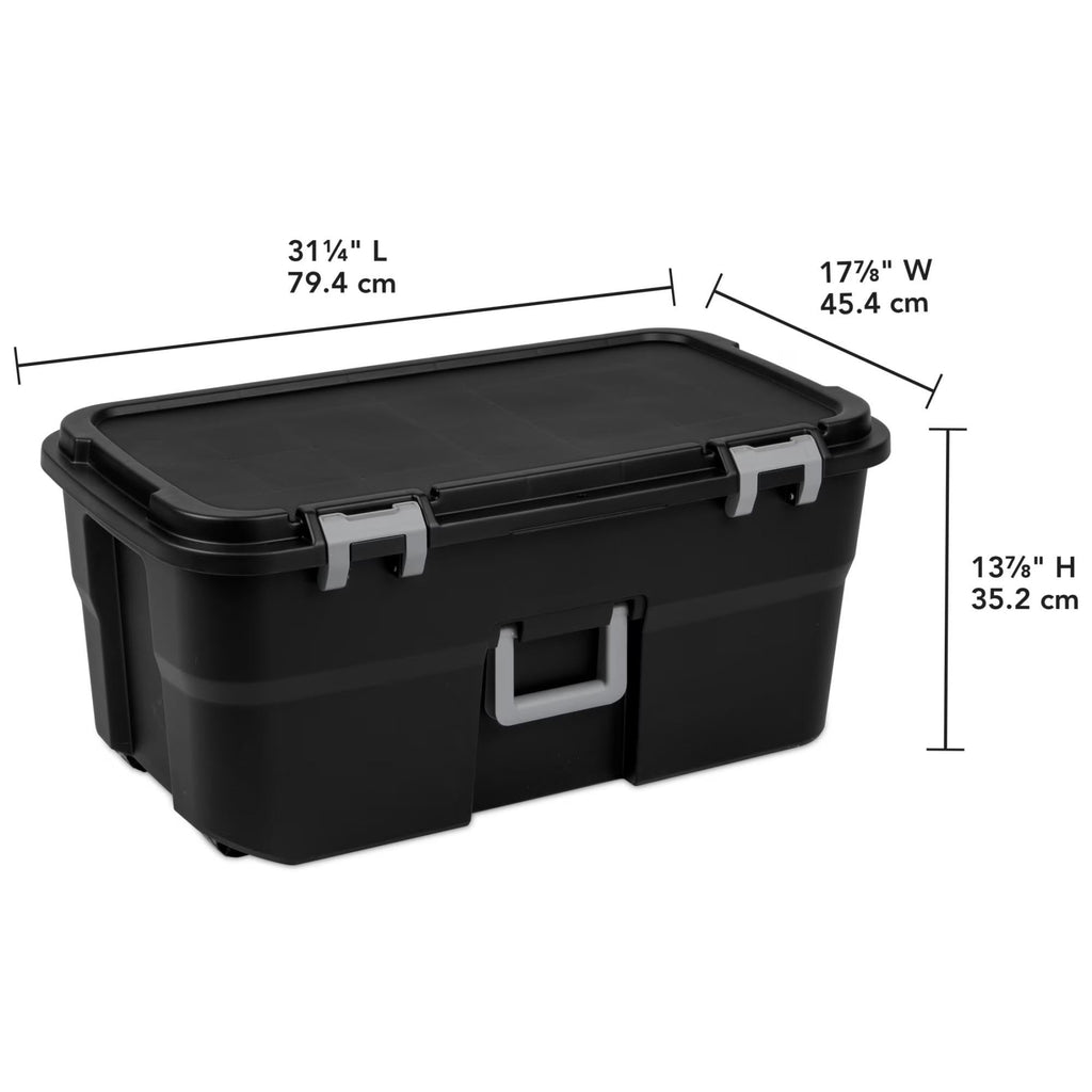 22 Gallon Black Wheeled Plastic Storage Trunk N13400