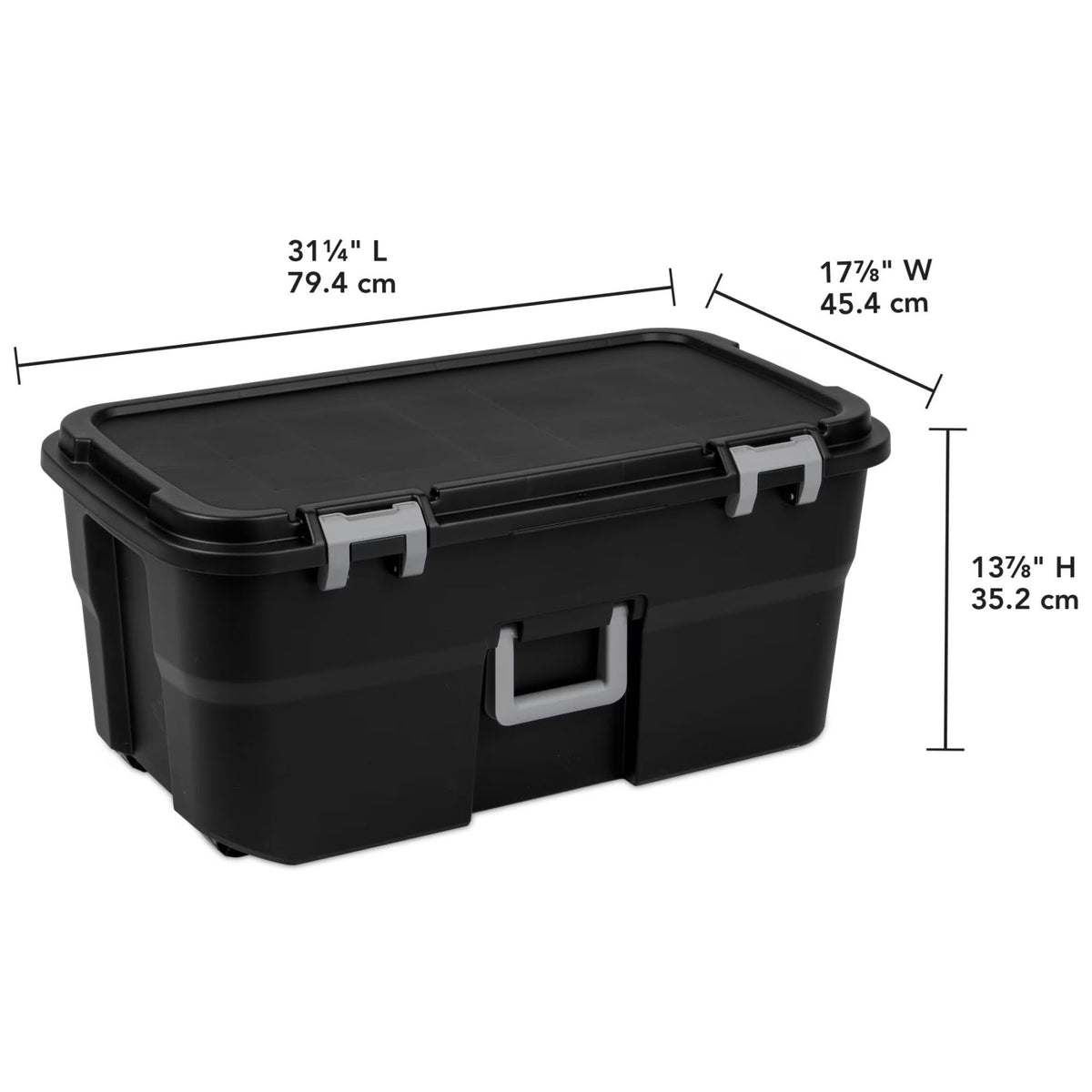 22 Gallon Black Wheeled Plastic Storage Trunk N13400