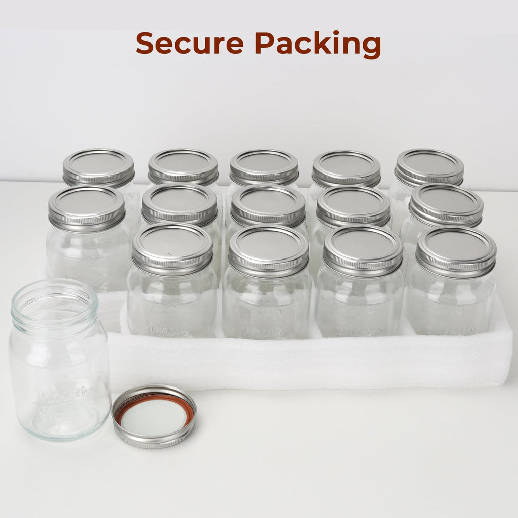 16oz 12 Pack Mason Jars with Airtight Lids U5647