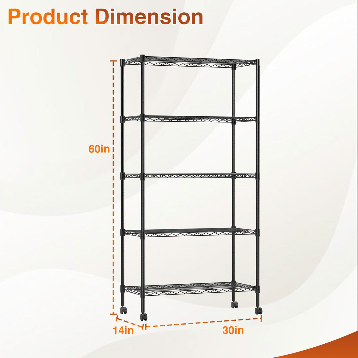 5-Tier Wire Shelf with Wheels P50010