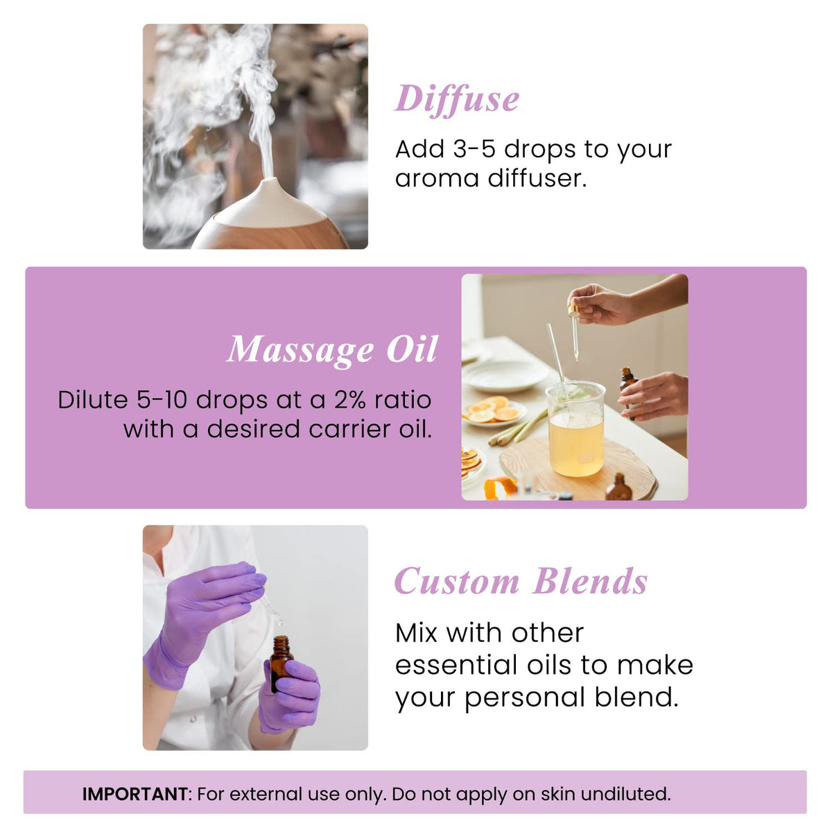 Peppermint Tea Tree Lavender Essential Oil Set 4 Fl. Oz I318