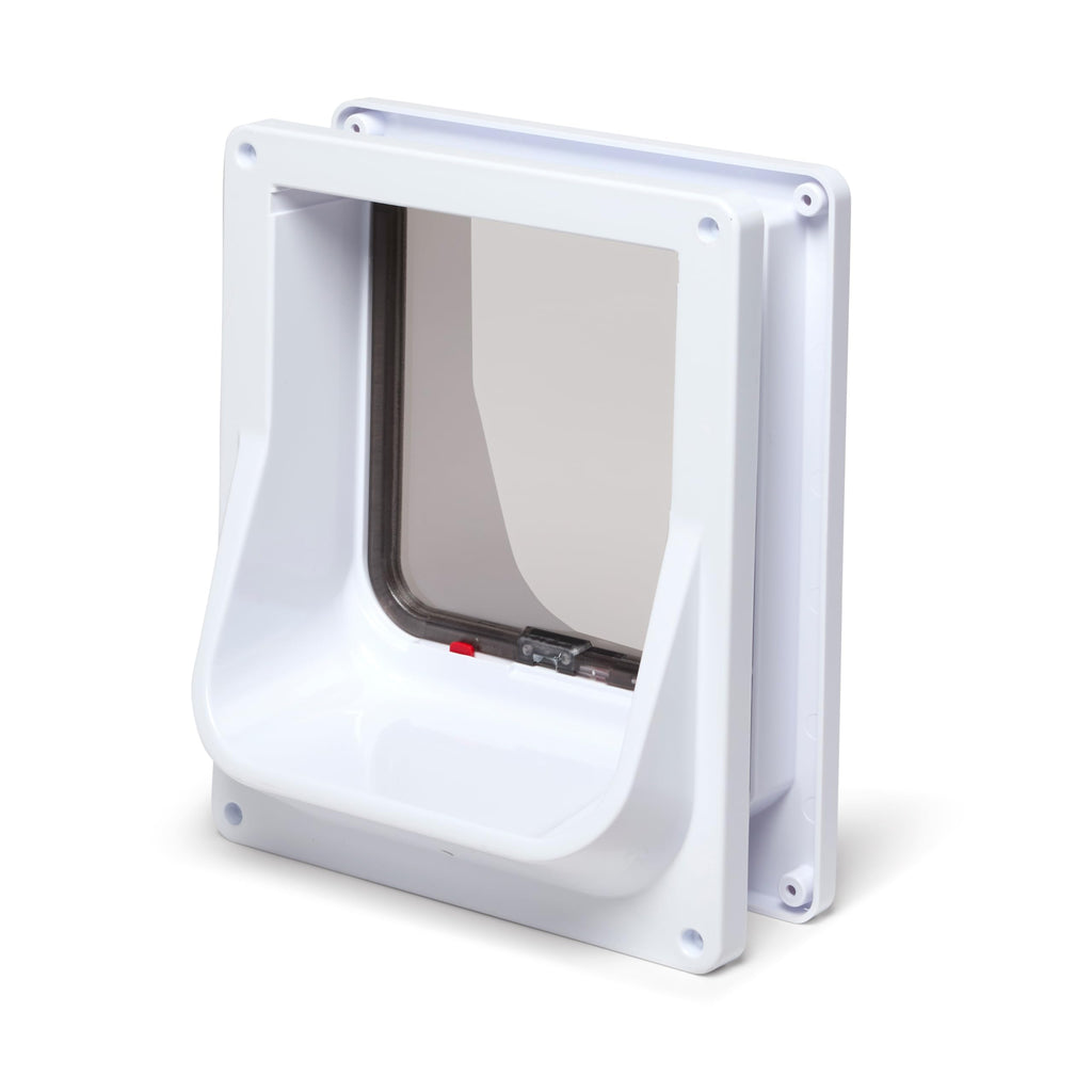 Electromagnetic 4-Way-Locking Cat Flap with 2 Collar Keys White P282642