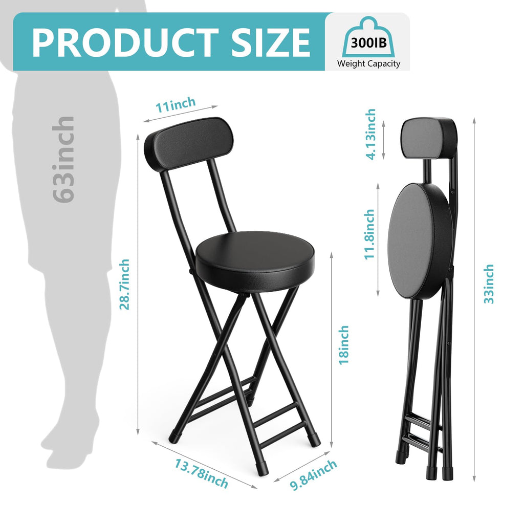 Cushioned Black Folding Stool W922