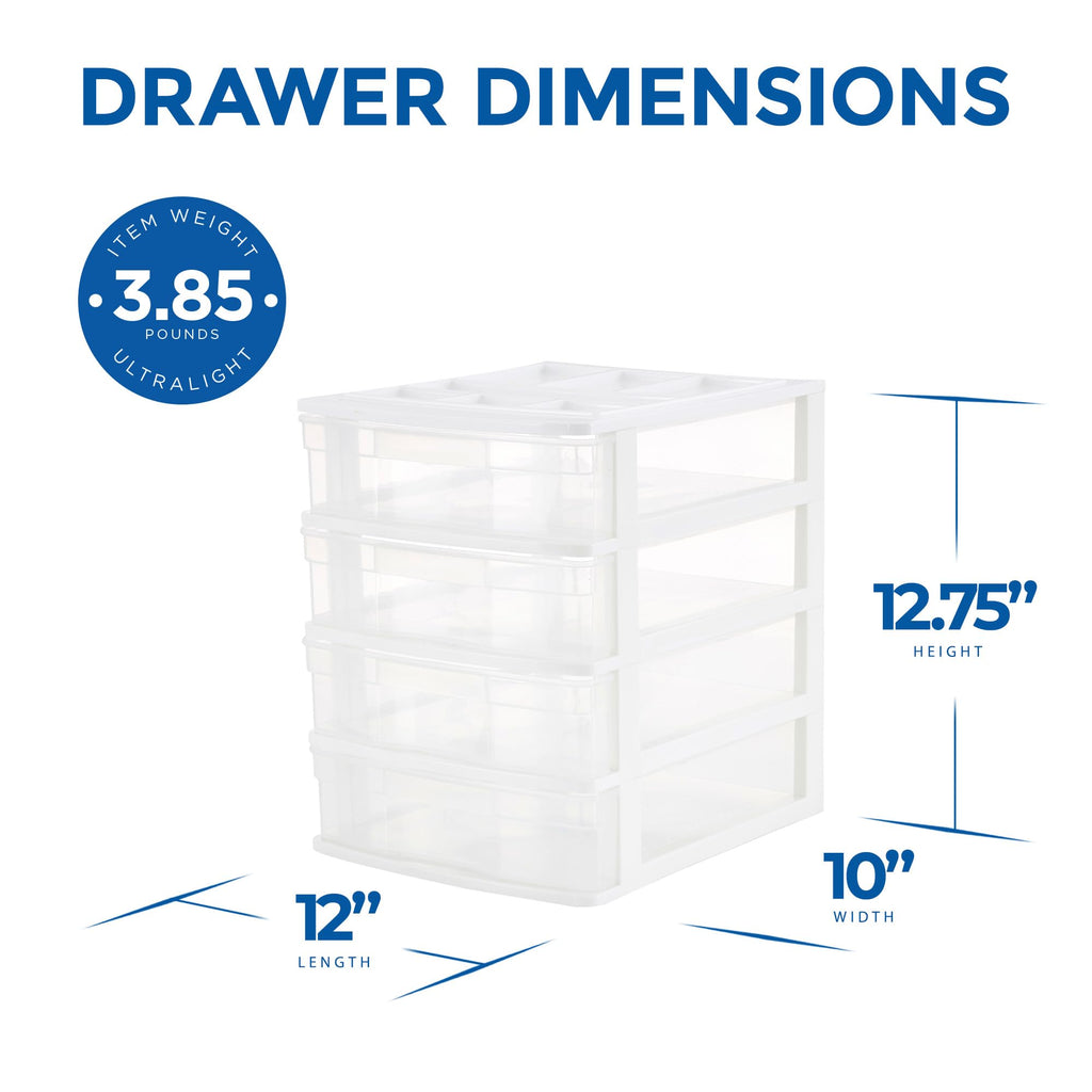 4-Tier White Plastic Drawer Organizer C910