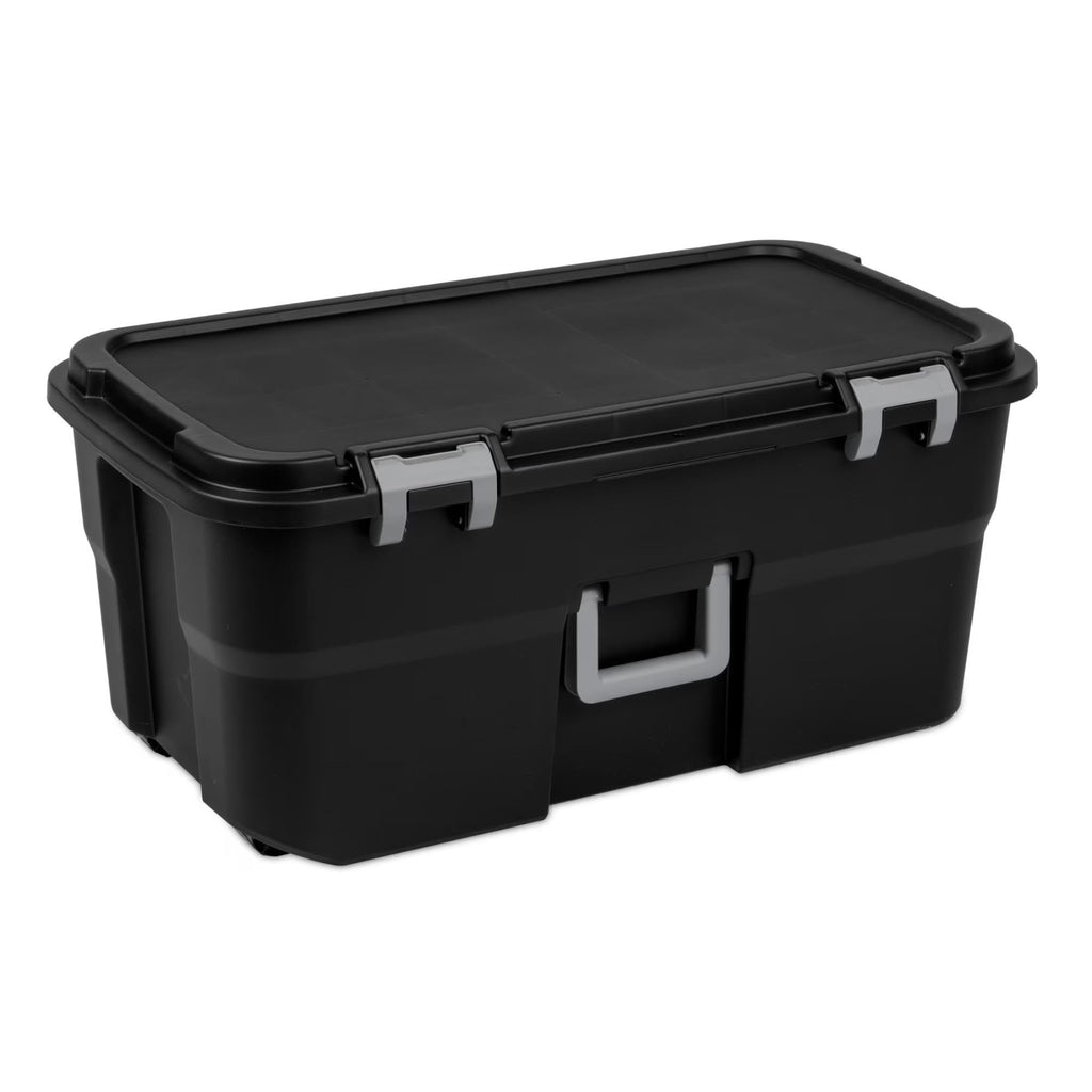 22 Gallon Black Wheeled Plastic Storage Trunk N13400