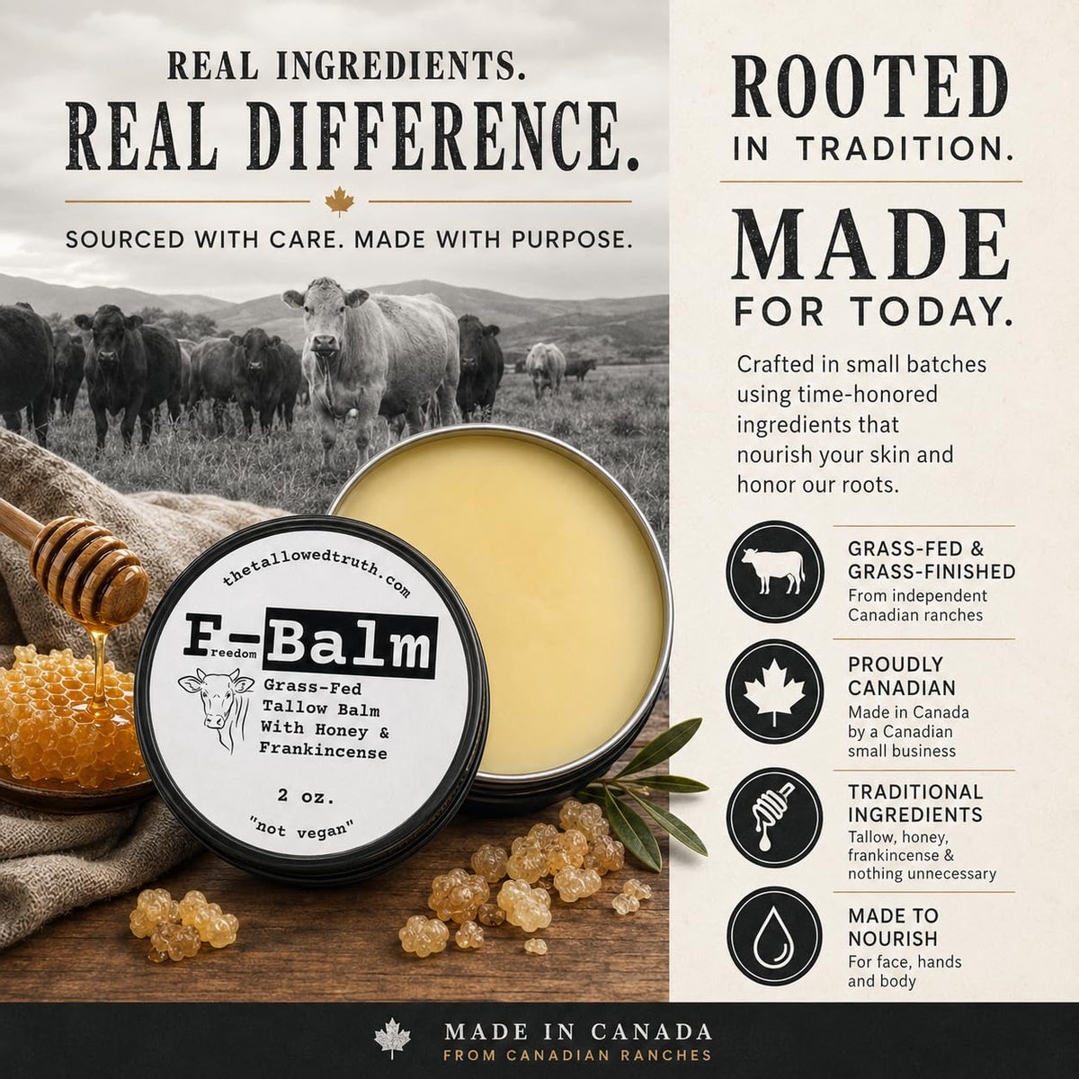 Beef Tallow and Honey Balm, 2 oz F884