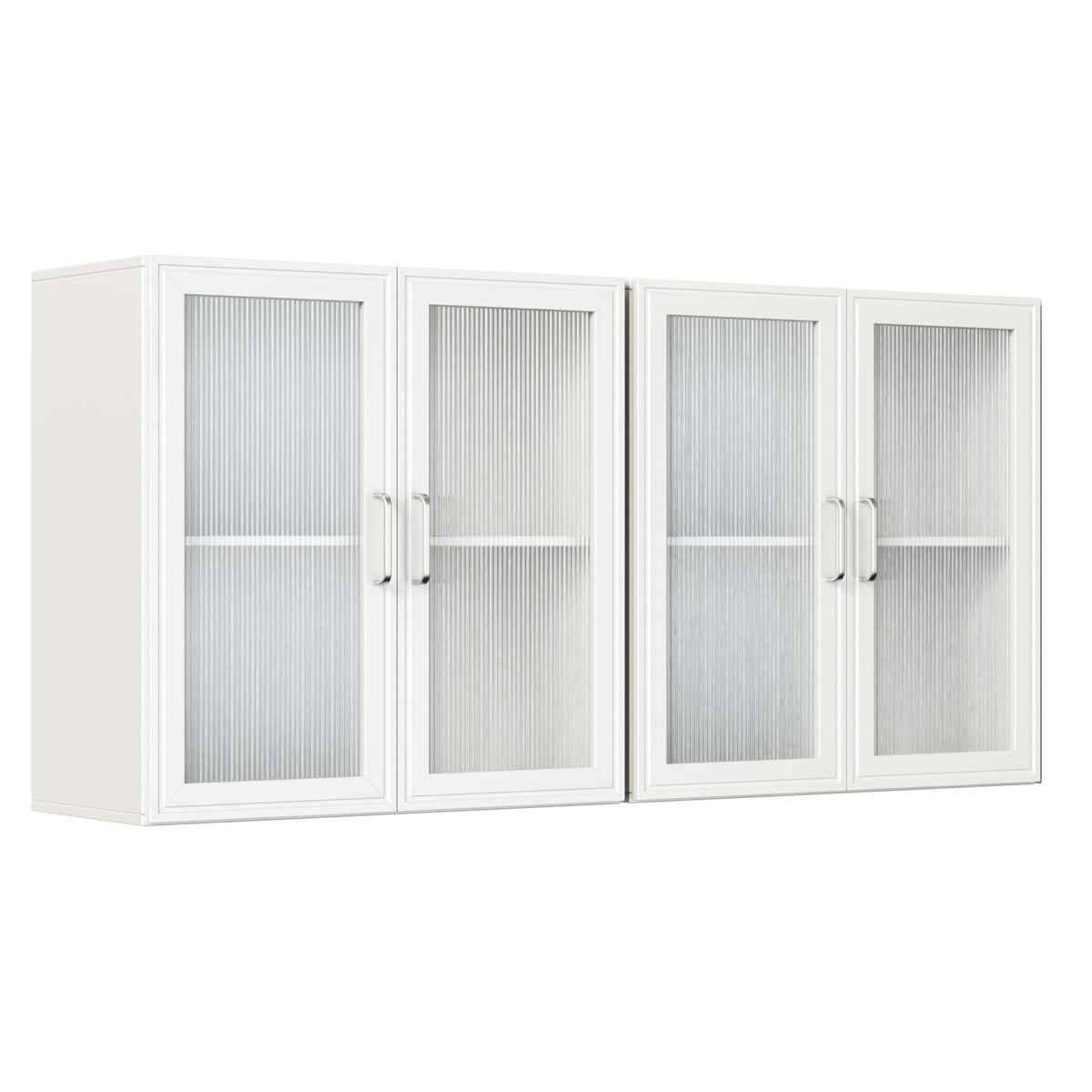 White Wall Cabinet with Acrylic Glass Doors and Adjustable Shelf, Set of 2 Q161