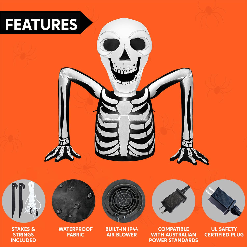 5.5 FT Long Inflatable Skeleton Outdoor Decoration with LEDs G822