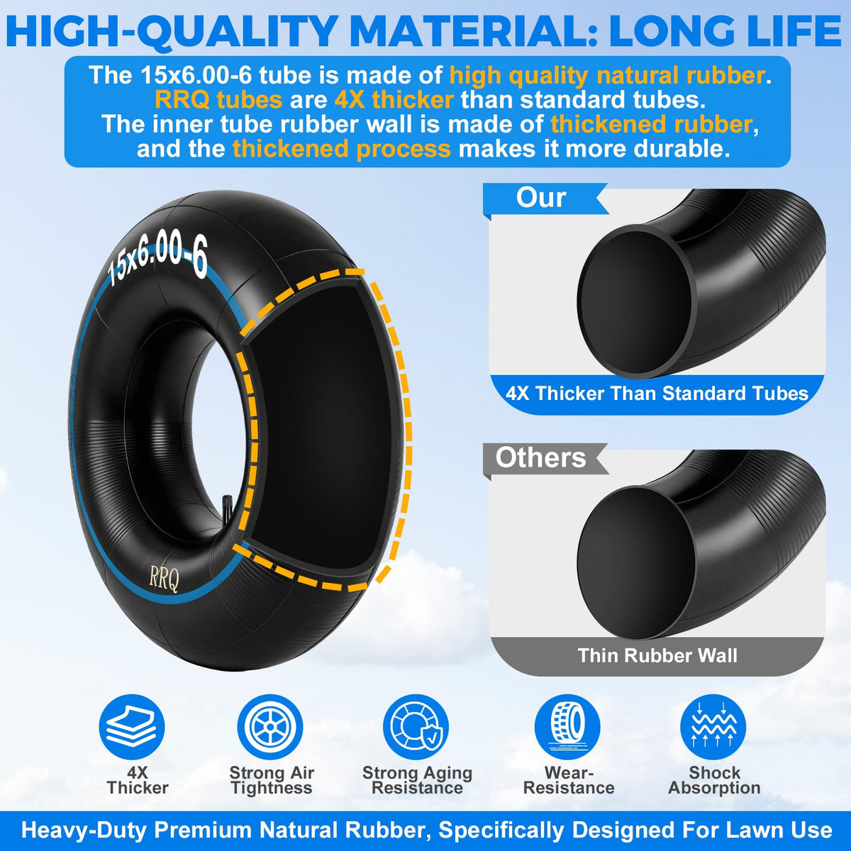 15x6.00-6 Lawn Mower Inner Tube, 2 Pack E289