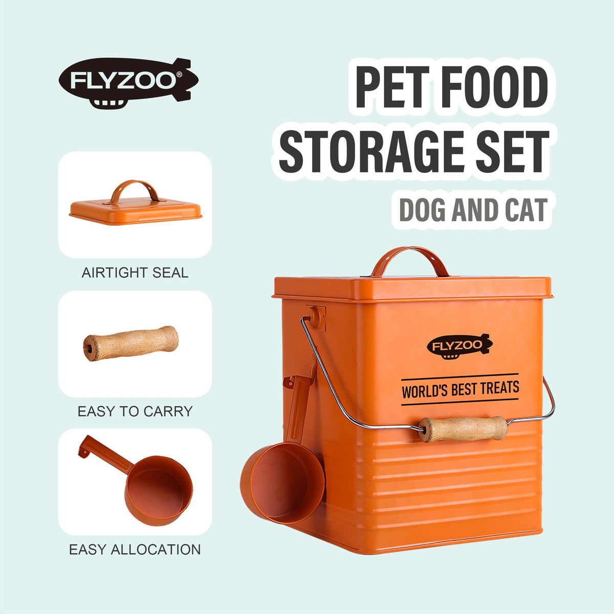 Metal Dog Food Containers with Lids and Spoon, 3 Set L153