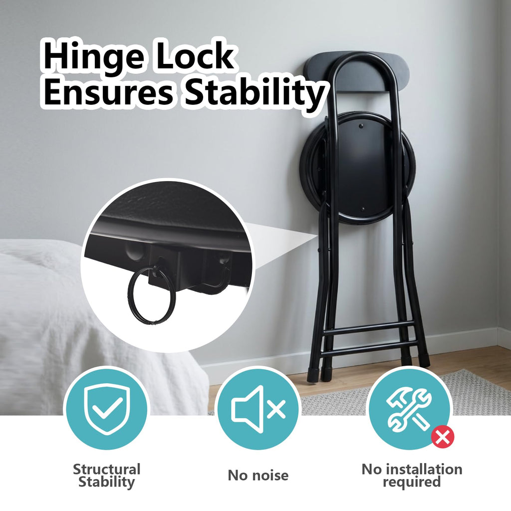 Cushioned Black Folding Stool W922