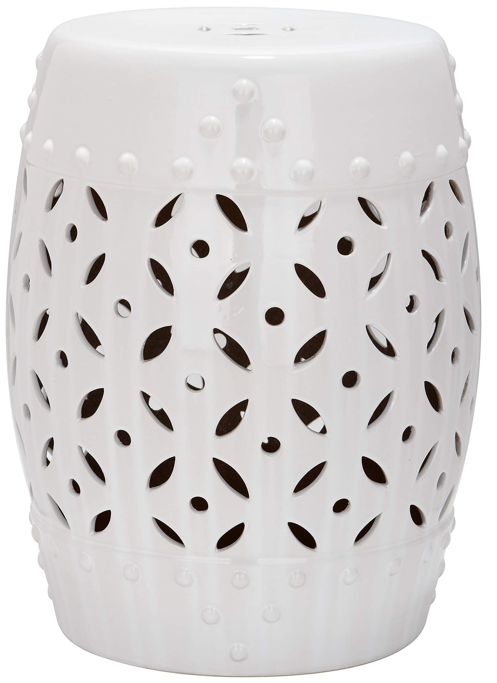White Ceramic Garden Stool T393595