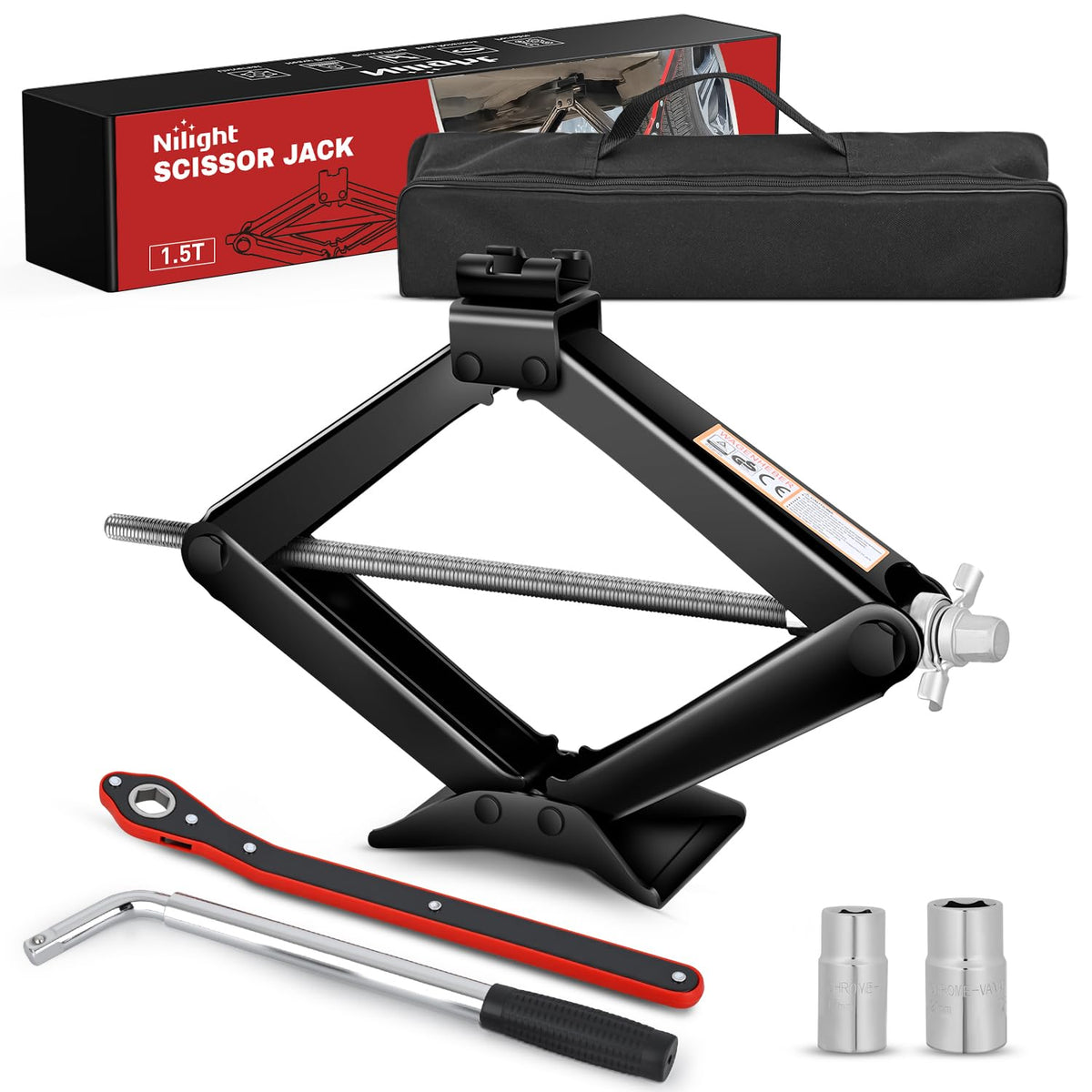 1.5 Ton Scissor Jack with Ratchet Lug Wrench J216326