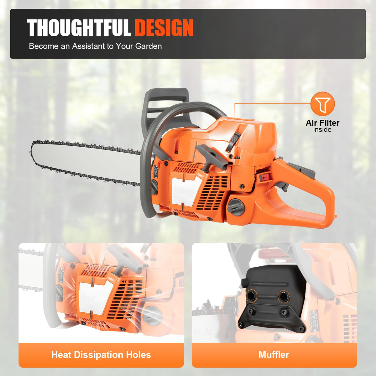 24 Inch 72cc 2-Cycle Gas Chainsaw J106