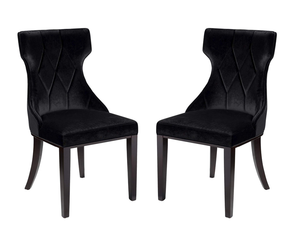 Black Upholstered Dining Chairs Set of 2 Beech Wood X6823