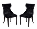 Black Upholstered Dining Chairs Set of 2 Beech Wood X6823