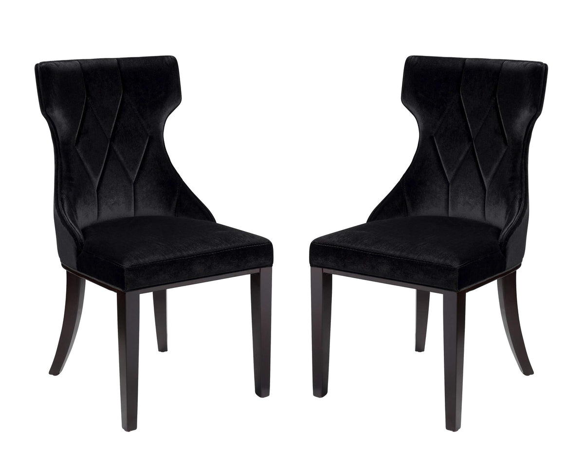 Black Upholstered Dining Chairs Set of 2 Beech Wood X6823